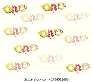 Hand-drawn volumetric letters and the inscription one with chains in holes on a white background. Vector background for your packaging and textile design.