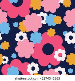 Hand-drawn wallpaper. Amazing fabric abstract background, multicolored flowers, floral illustration, for greeting cards, textiles and digital printing