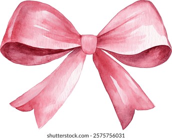 hand-drawn watercolor bows and ribbons. Colored decorative bows for cards, invitations, scrapbooking, decor