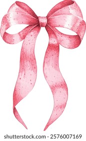 hand-drawn watercolor bows and ribbons. Colored decorative bows for cards, invitations, scrapbooking, decor