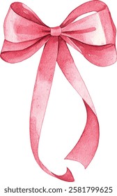 hand-drawn watercolor bows and ribbons. Colored decorative bows for cards, invitations, scrapbooking, decor