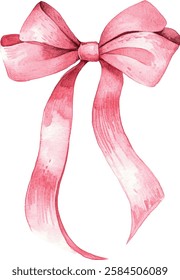 hand-drawn watercolor bows and ribbons. Colored decorative bows for cards, invitations, scrapbooking, decor