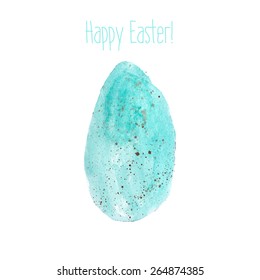 Hand-drawn watercolor easter blue egg.