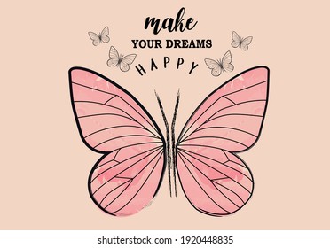 Handdrawn watercolor effect butterfly design