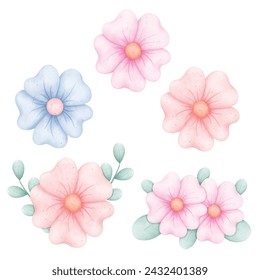 Hand-Drawn Watercolor flower Clipart: Create Beautiful Floral Designs with Ease