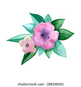 Hand-drawn watercolor flower. Vector floral illustration. Floral decorative element. Vector floral background