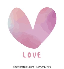 Hand-drawn watercolor heart. Vector illustration, LOVE