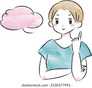 Ilustração de aquarela desenhada à mão de uma mulher. Uma impressão áspera e elegante. Ilustração vetorial.