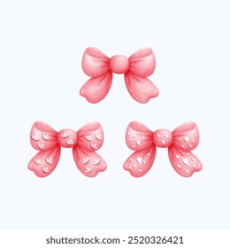 Handdrawn watercolor ribbon illustration in soft pastel hues, holiday decorations, or artistic craft uses. Elegant details make it perfect for gift wrapping or greeting card designs.