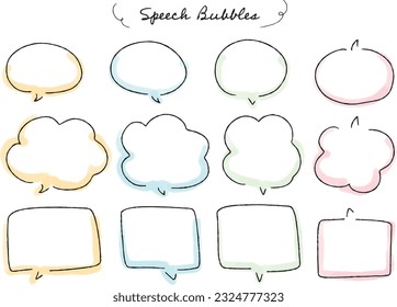 Hand-Drawn Watercolor Speech Bubble Set