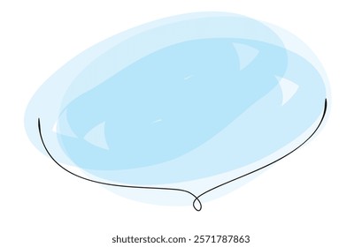 Hand-drawn watercolor style underlined speech bubble. Light blue design that looks like it was painted with a highlighter pen.