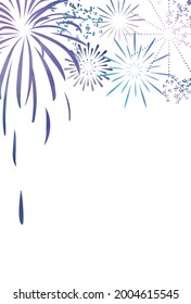 Hand-Drawn Watercolor Summer Fireworks Festival Postcard - Vertical - Vector Image