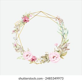 Handdrawn Watercolor Vector Floral Ring. Illustrator and designer. Wedding Invites, save the date, Birthday Invites, Video Invites, E-Cards.