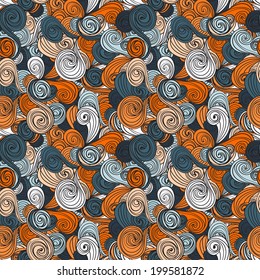 hand-drawn waves pattern. wavy background. Seamless wallpaper pattern fills, web page background or surface textures.