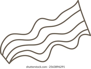 Hand-drawn wavy bacon sketch in simple style. Vector Illustration.