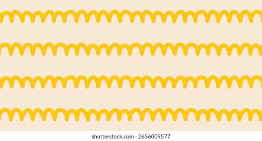 Hand-Drawn Wavy Squiggle Stripe Vector Pattern Set in Cream for Wrapping Paper, Fabric, and Kids’ Decor Projects