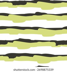Hand-drawn wavy stripe pattern in black, white, and soft green, creating a playful, organic, and dynamic background texture.
