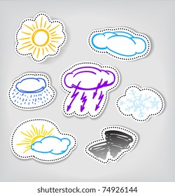 Hand-drawn weather color icons set