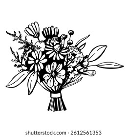 Hand-drawn wedding  bouquet. Vector sketch  illustration.