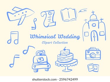 Hand-Drawn Wedding Clipart Collection Delicate and Artistic Look For Invitations and Greeting Cards