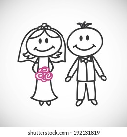 hand-drawn wedding couple (cartoon doodle)