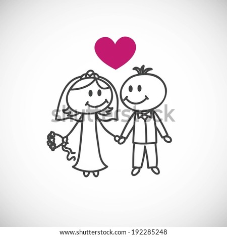 Handdrawn Wedding Couple Cartoon Doodle Stock Vector (Royalty Free ...