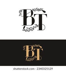 handdrawn wedding monogram BT logo