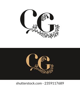 handdrawn wedding monogram CG logo