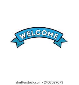 A hand-drawn welcome ribbon doodle isolated on a white background. Vector illustration.