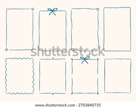 Handdrawn Whimsical Border Frame Collection. Handdrawn Decorative Frame Collection. Playful Whimsical Border Set