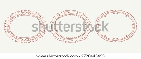 Handdrawn Whimsical Oval Decorative Frame Illustration. Ornamental Oval Frame with Hand Drawn Doodle Style.