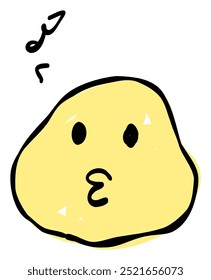 A hand-drawn whistling face emoji. Features a simple and cute yellow-based design. Stylish and versatile for various scenes.