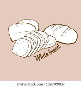 Hand-drawn White bread bread illustration. White, usually known in Europe, America. Vector drawing series.