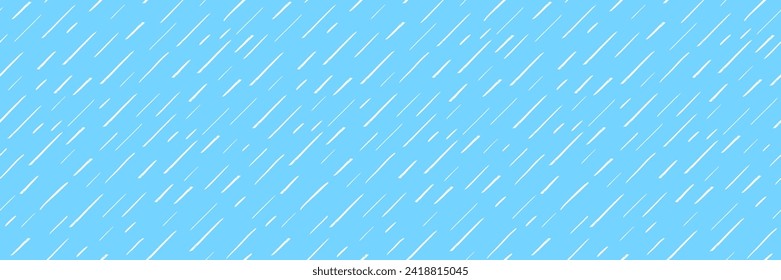 Hand-drawn white diagonal lines on blue background. Seamless texture with dashed strokes. Rain pattern. Abstract modern vector texture. Wrapping paper with small dots painted with a brush