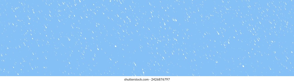 Hand-drawn white diagonal raindrop on blue background. Seamless texture with dashed strokes. Rain pattern. Abstract modern vector texture. Wrapping paper with small dots or rain painted with a brush