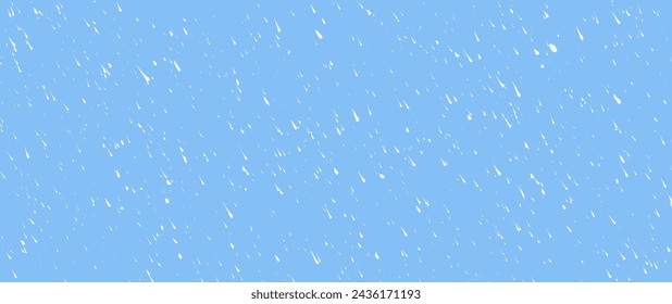 Hand-drawn white diagonal raindrop on blue background. Seamless texture with dashed strokes. Rain pattern. Wrapping paper with small dots or rain painted with a brush. Abstract modern vector texture