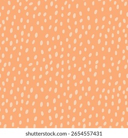 Hand-drawn white dots on bright orange background, abstract vector for children’s products and decor