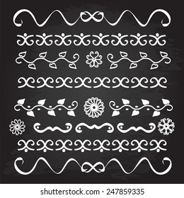 Hand-drawn white elements on the blackboard. Vector illustration. e p s 1 0
