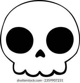 Calavera humana blanca dibujada a mano: Vector de doodle de Halloween aislado - Calavera humana blanca dibujada a mano con cara recta, creada en un estilo de doodle. Aislado sobre un fondo temático de Halloween.