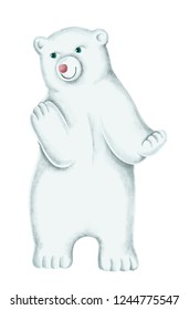 Hand-drawn white polar bear cub