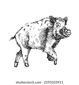 Hand-drawn Wild Hog vector illustration