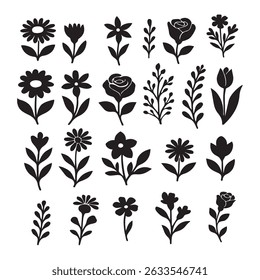 Hand-Drawn Wildflower Silhouettes Vector Set