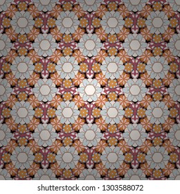 Hand-drawn wildflowers. Seamless pattern can be used for web page background, surface textures and fabrics. Seamless floral wallpaper in pink, orange and gray colors.
