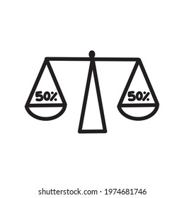 Handdrawn Win Win scale. Concept of win - win deal negotiation in business, financial and marketing.