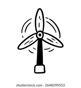 Hand-Drawn Wind Turbine Doodle Vector – Eco-Friendly Renewable Energy Sketch Icon