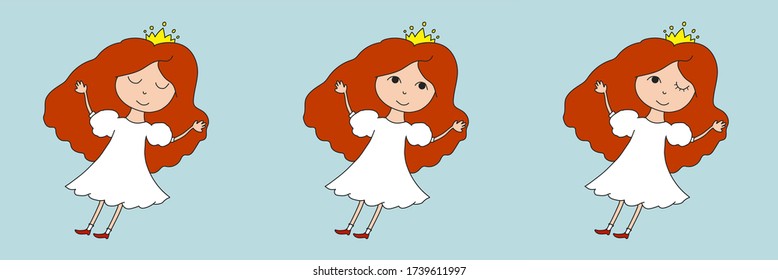 Hand-drawn winking princess doll set