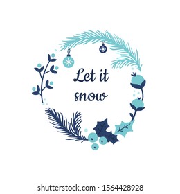 Hand-drawn winter banner with text. Vector illustration with lovely graphic design on Christmas theme. Great for wallpaper, website, postcard, banner, textile or print.