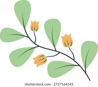 Vetor botânico de inverno desenhado à mão com azevinho, ramos de pinheiro, bagas vermelhas, visco e folhas. Clipart de Natal moderno plano para decoração e design de férias.
