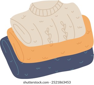 Handdrawn Winter Clothes Stack Vector Illustration