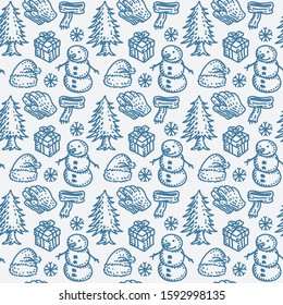 Hand-drawn Winter Vibes Seamless Pattern